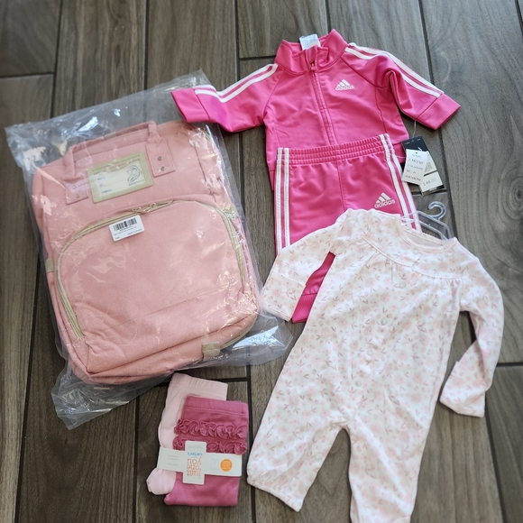 adidas Other Mommy Loves You Pink Diaper Bag And 3mth Baby Girl